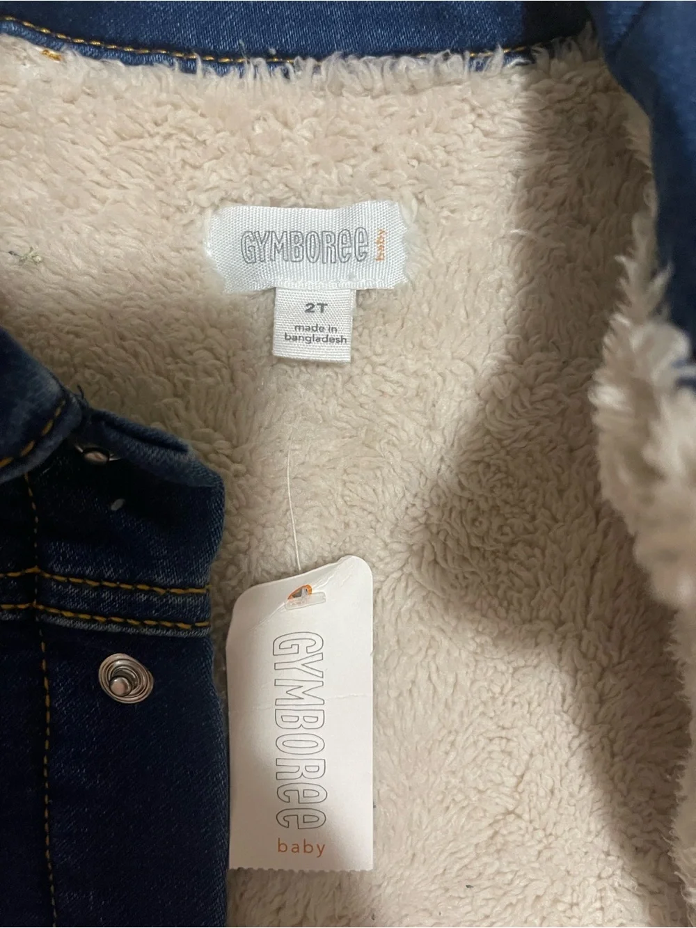 Kids Dark Blue Denim Jacket with Sherpa Lining